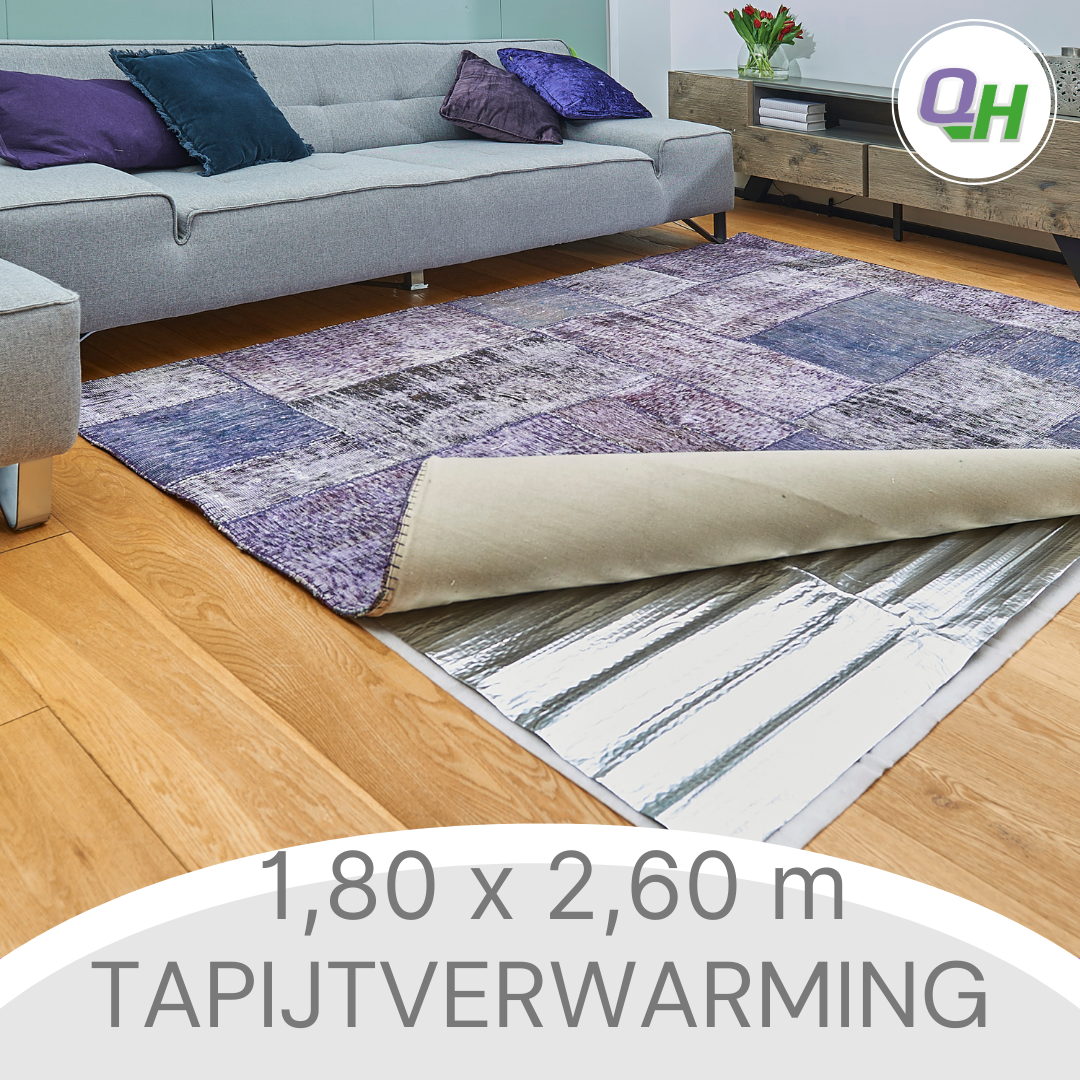 Rugbuddy tapijtverwarming 1,80 x 2,60 meter (600W) QuickheatFloor